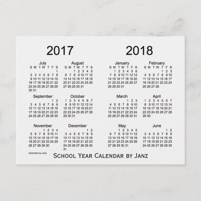 Schuljahr 2017-2018 Weißer Rauchkalender von Janz Postkarte (Vorderseite)
