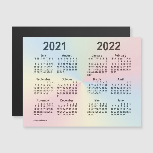 Schuljahreskalender 2021-2022 von Janz Rainbow Magnetkarte (Vorne/Hinten)