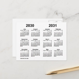 Schuljahreskalender 2030-2031 Weiß von Janz Postkarte