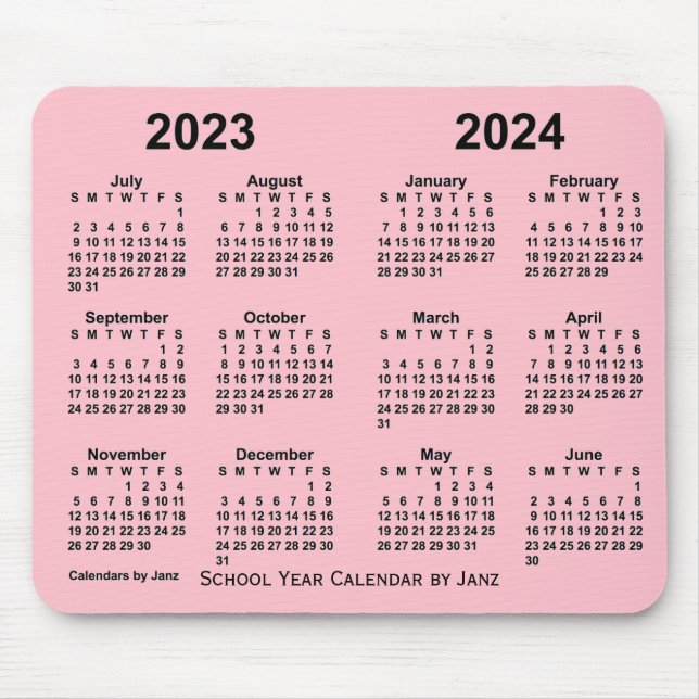 Schuljahrskalender 2023-2024 von Janz Pink Mousepad (Vorne)