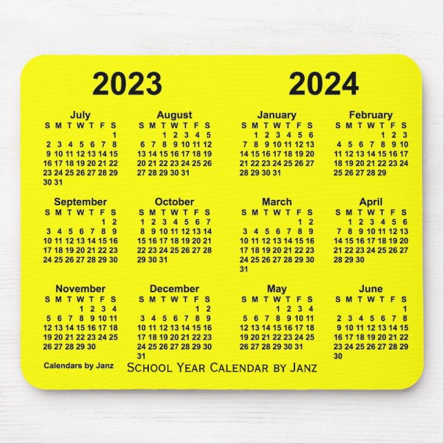 Schuljahrskalender 2023-2024 von Janz Yellow Mousepad (Vorne)