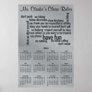 Schulkalender 2013-2014 Regeln für Schulklassen Poster