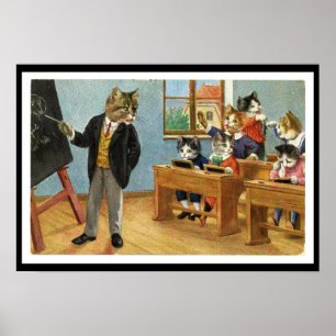 Schulkatzenlehrer & Kittens Vintage Kopie Poster