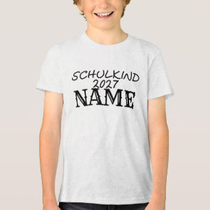 Schulkind 2027 Name Personalisierte Schule Tri-Blend Shirt
