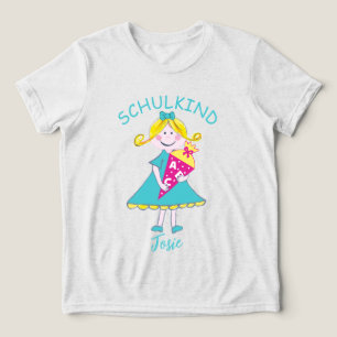 Schulkind - Mädchen mit Schultüte - türkis 1 Tri-Blend Shirt