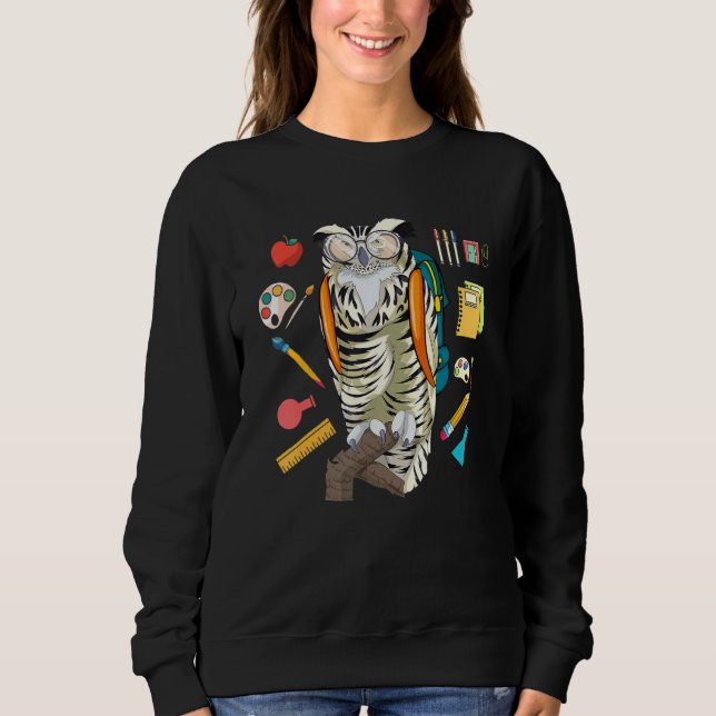 Schulkind Schüler Waldtier Weise Vogel Eule Sweatshirt (Vorderseite)