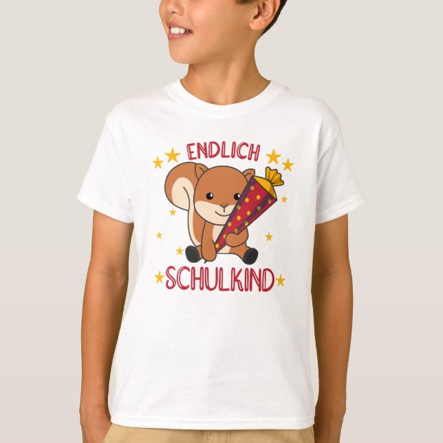 Schulkinder-Eichhörnchen-Schule T-Shirt (Vorderseite)