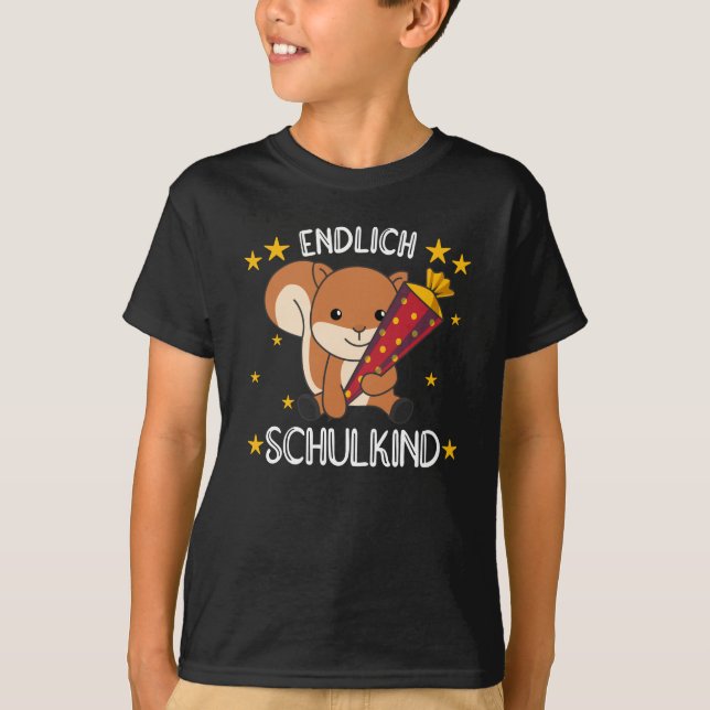Schulkinder-Eichhörnchen-Schule T-Shirt (Vorderseite)