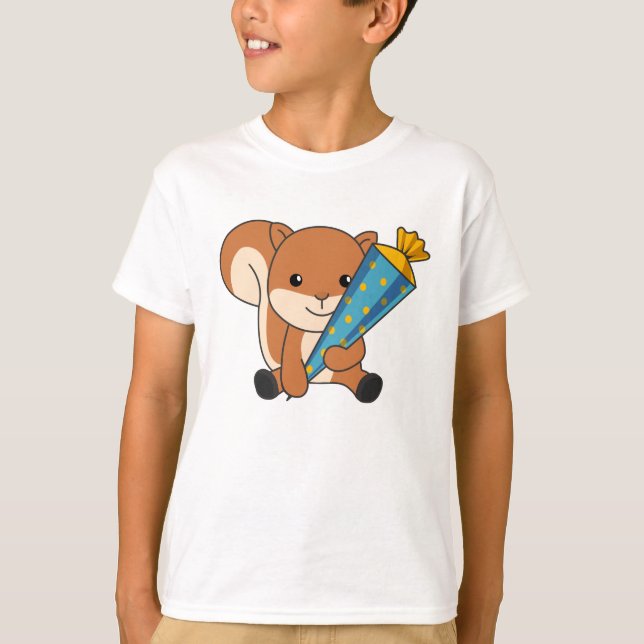 Schulkinder-Eichhörnchen-Schule T-Shirt (Vorderseite)