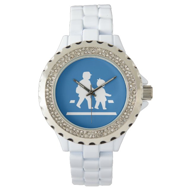 Schulkinder überqueren >> Japanisches Verkehrszeic Armbanduhr (Vorderseite)