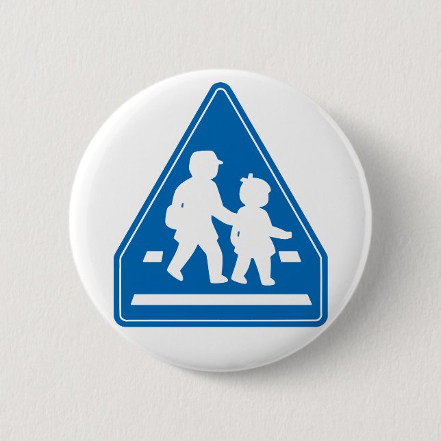 Schulkinder überqueren >> Japanisches Verkehrszeic Button (Vorderseite)