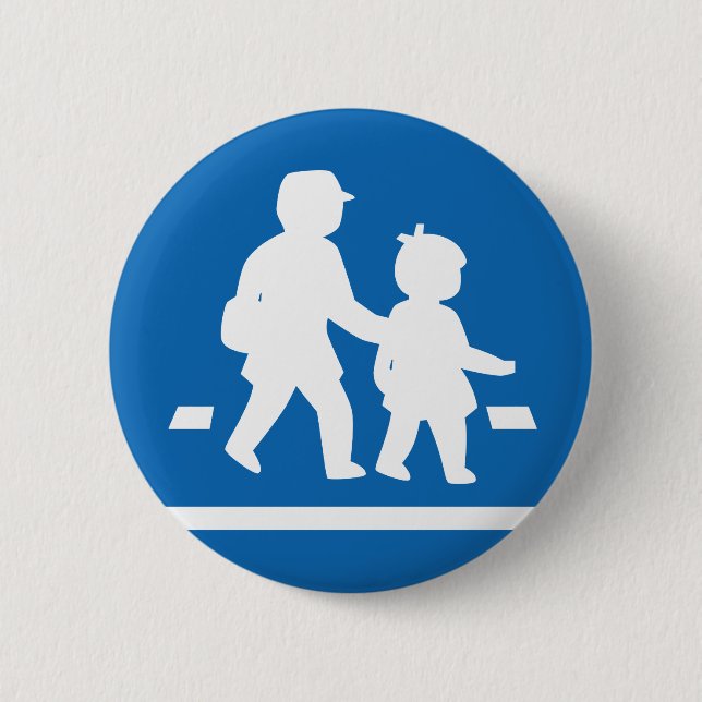Schulkinder überqueren >> Japanisches Verkehrszeic Button (Vorderseite)