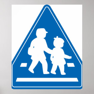 Schulkinder überqueren >> Japanisches Verkehrszeic Poster