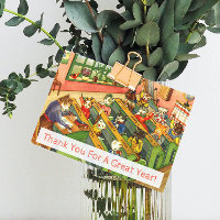 Schulklasse mit Kitten Lehrer Wertungskarte