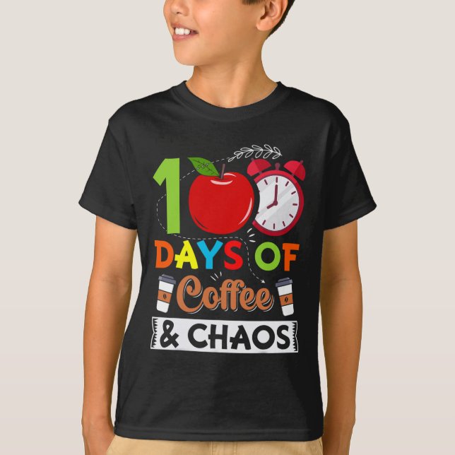 Schulkostlehrer 100 Tage Kaffee und Kaffee T-Shirt (Vorderseite)