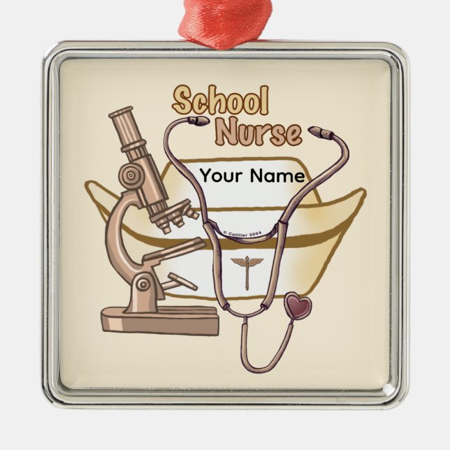 Schulkrankenhaus Silbernes Ornament (Vorne)