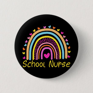 Schulkrankenschwester Boho Regenbogen Krankenschwe Button