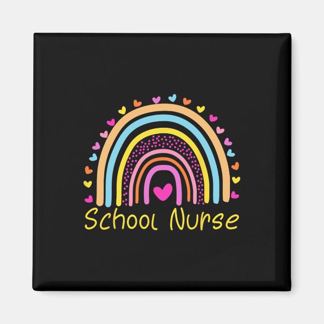 Schulkrankenschwester Boho Regenbogen Krankenschwe Magnet (Vorne)