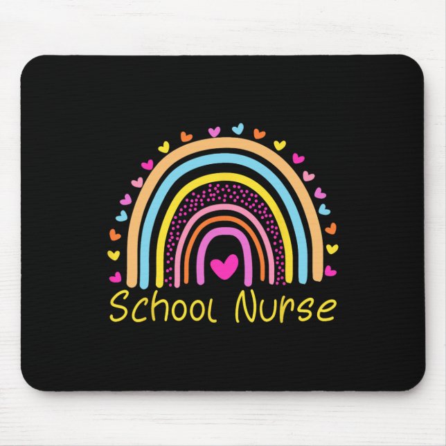 Schulkrankenschwester Boho Regenbogen Krankenschwe Mousepad (Vorne)