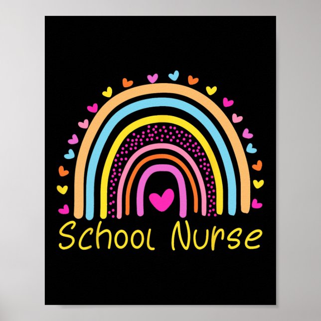 Schulkrankenschwester Boho Regenbogen Krankenschwe Poster (Vorne)