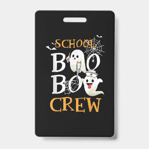 Schulkrankenschwester Boo Crew Halloween Lustiges Ausweis