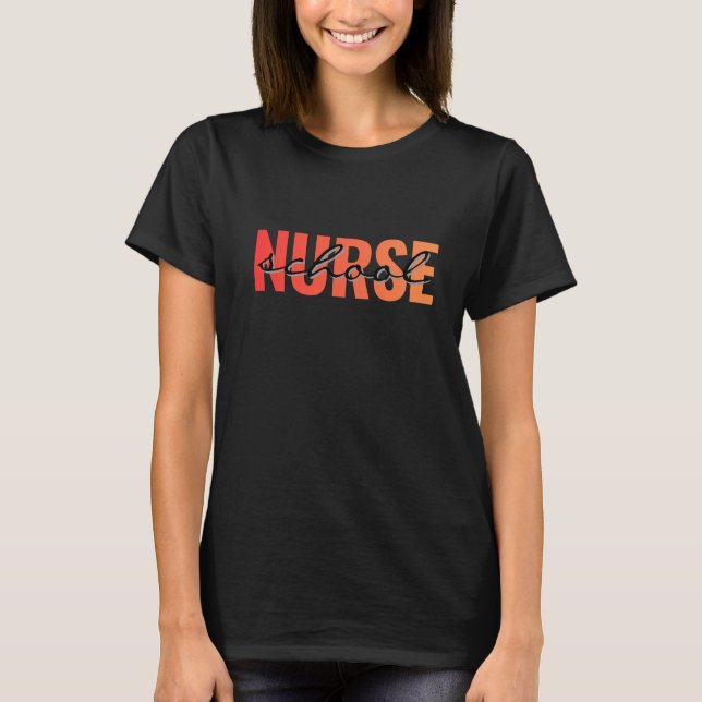 Schulkrankenschwester Moderne Typografie T-Shirt (Vorderseite)