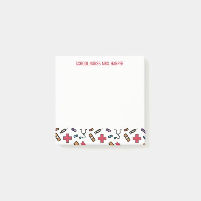 Schulkrankenschwester personalisiert vom post-it klebezettel (Vorderseite)