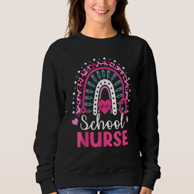 Schulkrankenschwester Regenbogen Glücklicher 100.  Sweatshirt (Vorderseite)