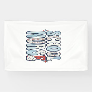Schulkrankenschwester Vintage-Blumen-Typografie-Sh Banner
