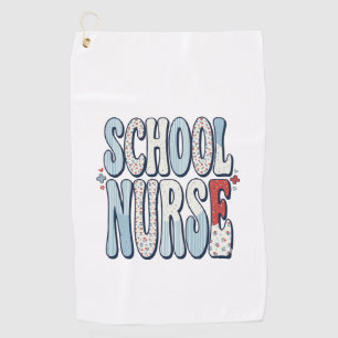 Schulkrankenschwester Vintage-Blumen-Typografie-Sh Golfhandtuch