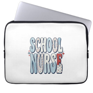 Schulkrankenschwester Vintage-Blumen-Typografie-Sh Laptopschutzhülle