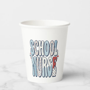 Schulkrankenschwester Vintage-Blumen-Typografie-Sh Pappbecher