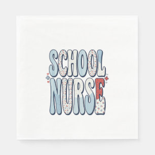 Schulkrankenschwester Vintage-Blumen-Typografie-Sh Serviette