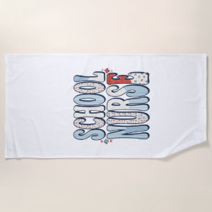Schulkrankenschwester Vintage-Blumen-Typografie-Sh Strandtuch