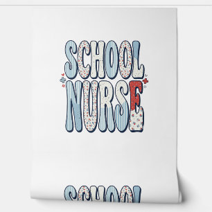 Schulkrankenschwester Vintage-Blumen-Typografie-Sh Tapete