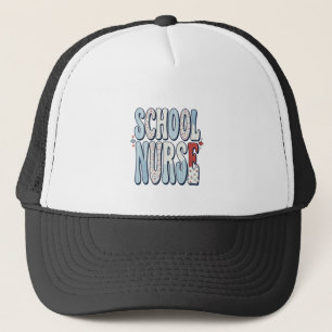 Schulkrankenschwester Vintage-Blumen-Typografie-Sh Truckerkappe