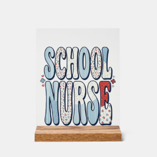 Schulkrankenschwester Vintage-Floral-Typografie-Sh Acrylschild