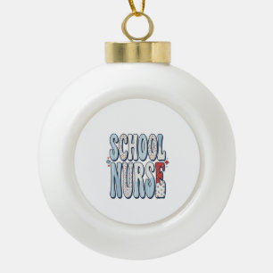Schulkrankenschwester Vintage Floral-Typografie-Sh Keramik Kugel-Ornament