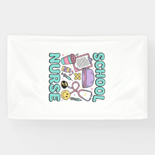 Schulkrankenschwester Vintage-Medizin-Collage-Shir Banner