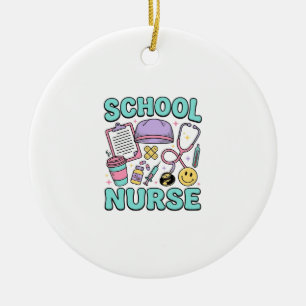 Schulkrankenschwester Vintage-Medizin-Collage-Shir Keramik Ornament