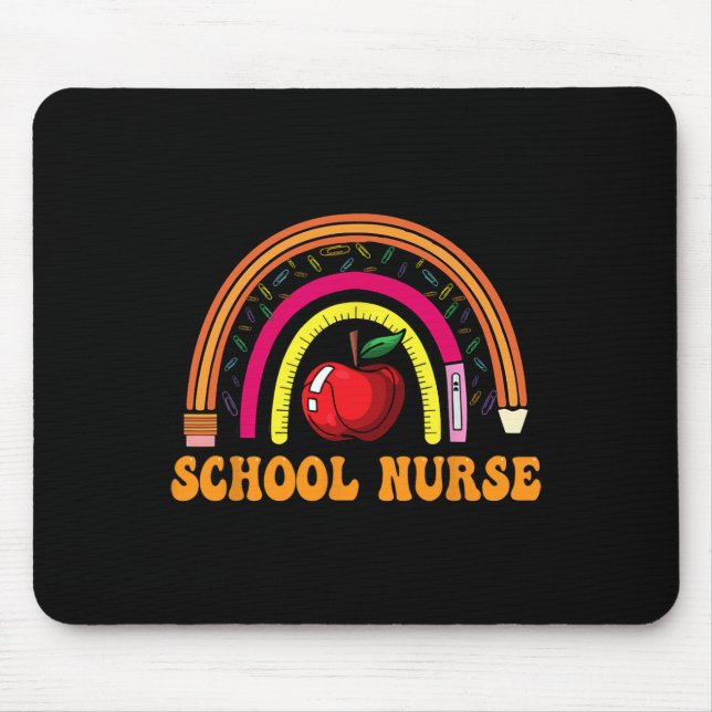 Schulkrankenschwester Zurück zur Schule Regenbogen Mousepad (Vorne)
