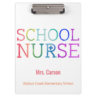 Schulkrankenschwesterwatercolor-Typografie Klemmbrett
