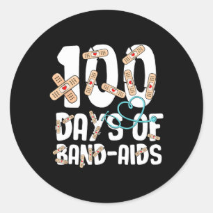Schulkur 100 Tage Bynd-Aids-Krankenschwester 100 T Runder Aufkleber