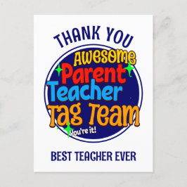 Schullehrer Eltern TAG TEAM Postkarte