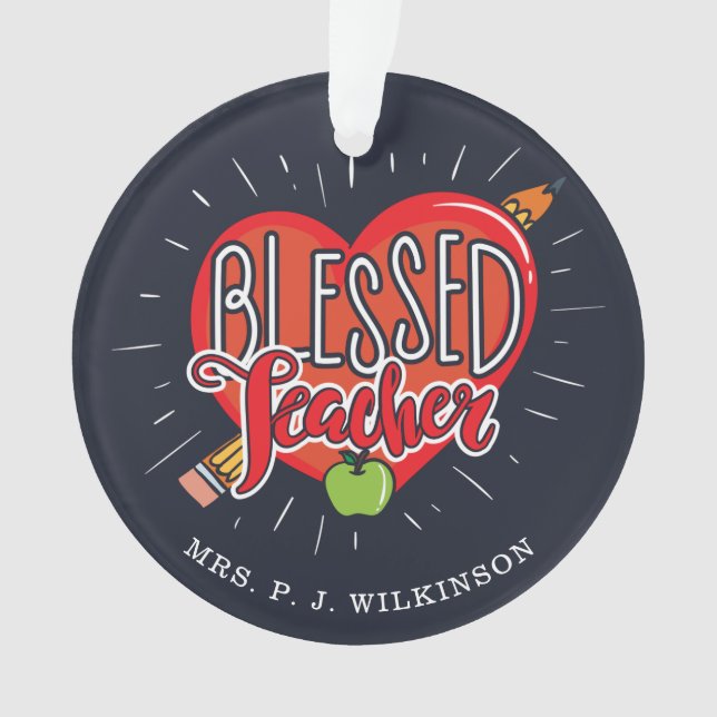 Schullehrer Herzstift Apple Custom Ornament (Vorderseite)