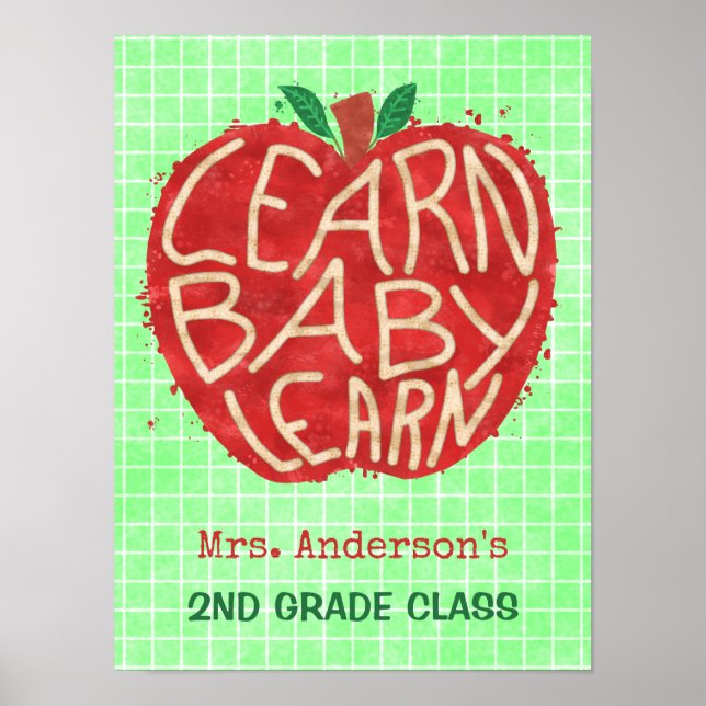 Schullehrer Klassenzimmer Apple | Baby lernen | Na Poster (Vorne)