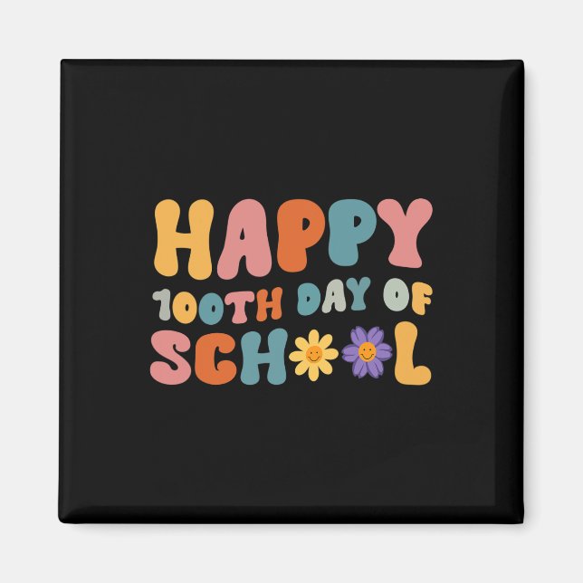 Schullehrer Retro Groovy 100 Tag Magnet (Vorne)