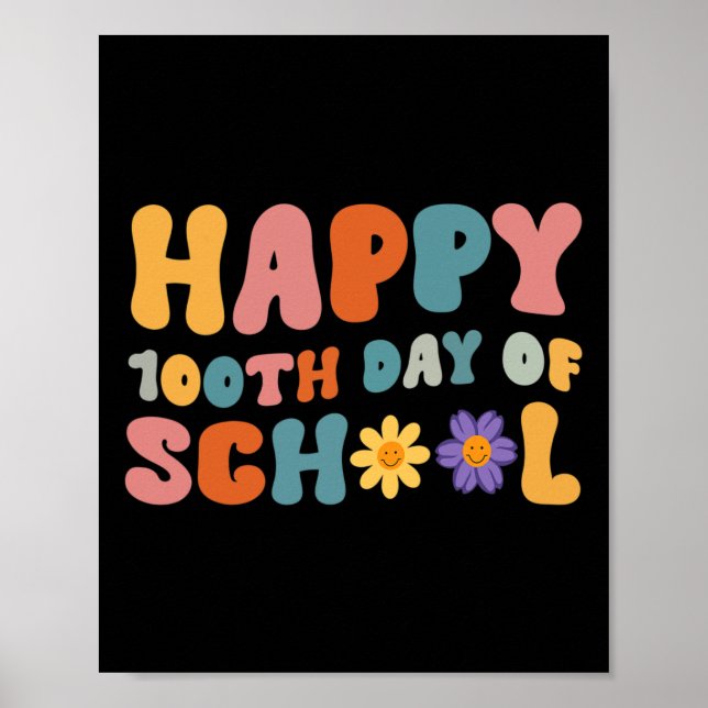 Schullehrer Retro Groovy 100 Tag Poster (Vorne)