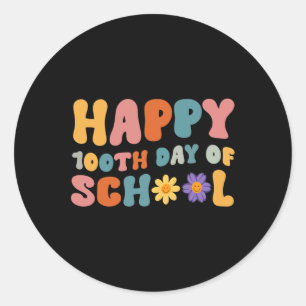 Schullehrer Retro Groovy 100 Tag Runder Aufkleber