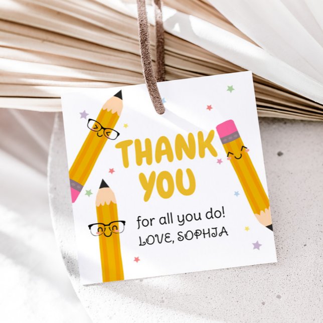 Schullehrer Wertschätzung Danke Platz Geschenkanhänger (Teacher Appreciation Thank You Square Favor Tags)